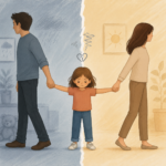 Ilustração sobre ansiedade de separação na infância e os sentimentos da criança diante do afastamento dos pais